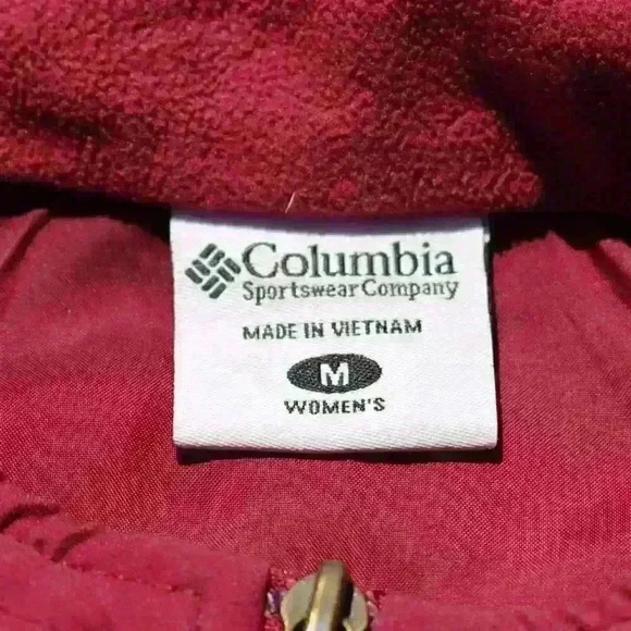 COLUMBIA Lightweight Crop Fleece Full Zip Quilted Vest Pockets Red Women Med - Picture 7 of 12